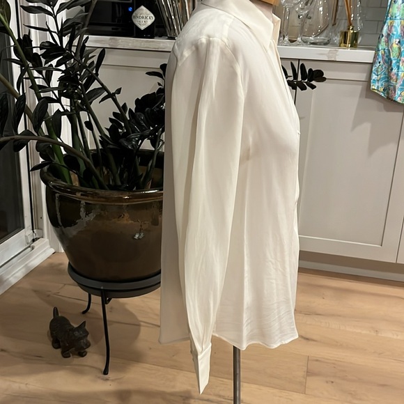 NWOT Banana Republic 100% silk diagonal front snap and covered button shirt - Picture 4 of 10